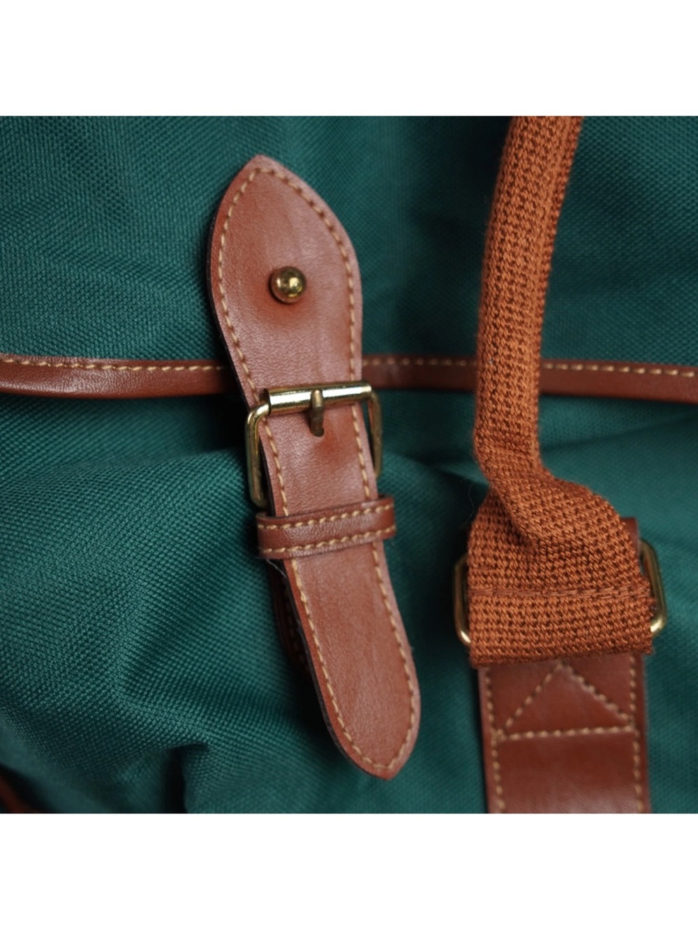 Vintage Polo Ralph Lauren Green Canvas Duffle Bag Top Flap W Buckle Closures EUC - Picture 6 of 15